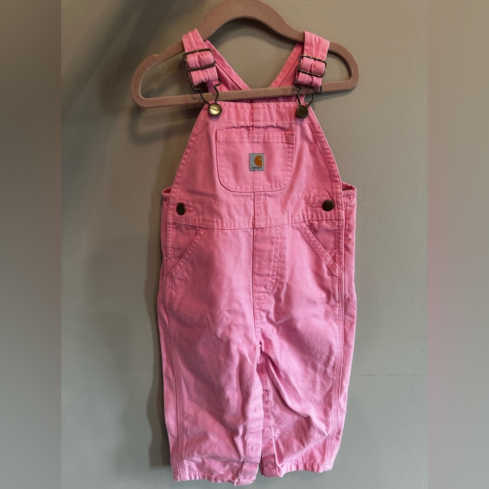 Carhartt Pink Girls' Cotton Overalls with Adjustable Straps